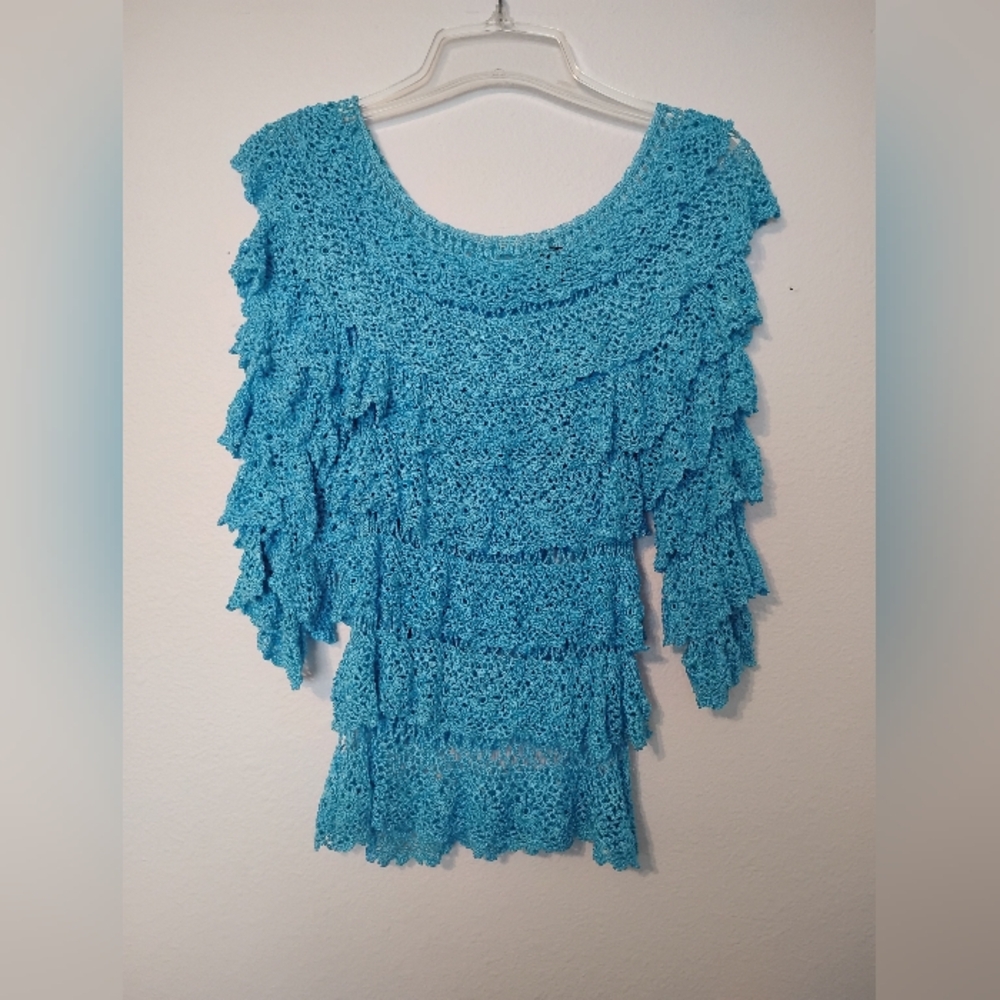 Ethos Crochet Ruffle Rayon Top - Picture 4 of 5